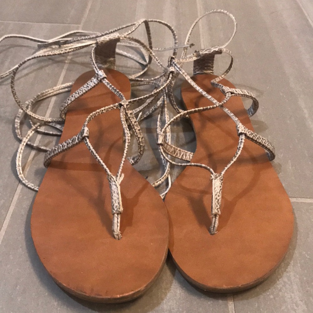 gold lace up sandals